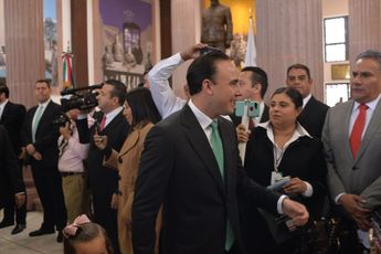 Manolo Jiménez durante toma de protesta en Coahuila | Crédito: Daniel Santiago