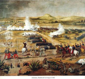 Batalla del 5 de Mayo de 1862 / Autor anónimo / Técnica: Óleo sobre tela / Museo Nacional de las Intervenciones, Exconvento de Churubusco, Instituto N