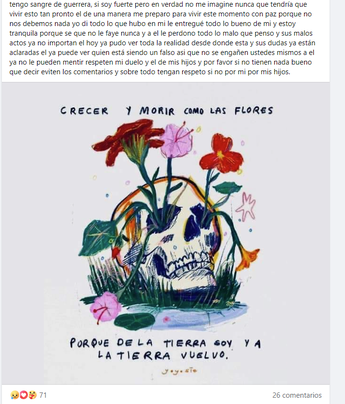 Esposa de Juan Pablo Berlanga Sánchez publica mensaje en Facebook