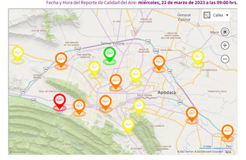 El mapa mostró mala calidad del aire en varias estaciones. | Cortesía