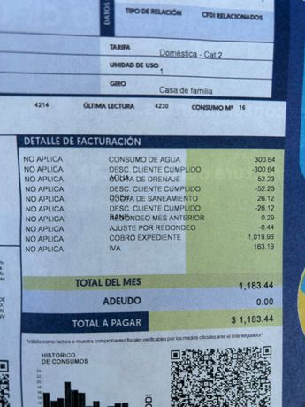 Recibo de mujer afectada por cobro excesivo en recibo de Agua y Drenaje. | Especial