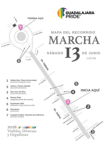 Esta es la ruta que van a seguir para la marcha del Pride 2026 | Guadalajara Pride