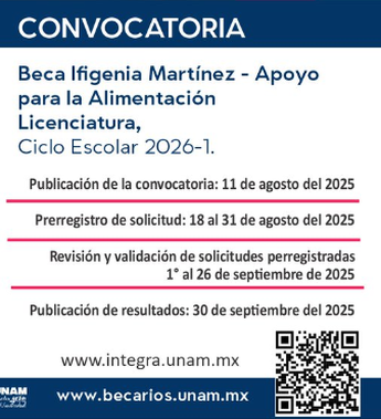 La beca Ifigenia Martínez se suma a las más de 200 modalidades de becas que la UNAM ofrece | X