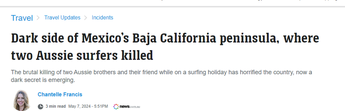 Así reportaron medios australianos la muerte de los turistas en México | Captura de pantalla