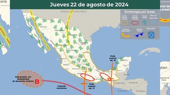 Clima en México jueves 22 de agosto