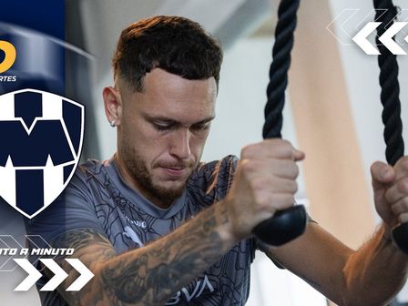 Lucas Ocampos en el entrenamiento de gimnasio del jueves 24