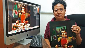 El cronista Pedro Mauro Ramos creó una ilustración de Agustín de Iturbide comiendo un Chile en Nogada | Especial