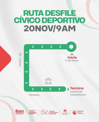Ruta oficial del desfile del 20 de noviembre en Zamora | Foto: Facebook - Gobierno de Zamora