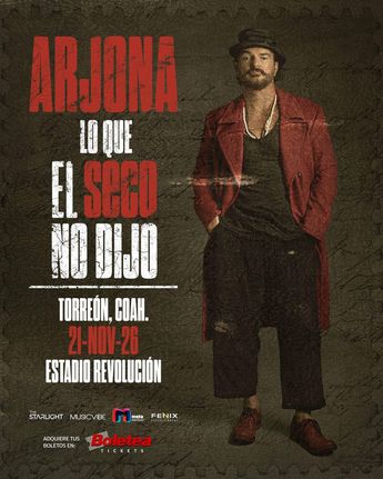 El Estadio de la Revolución será la sede del concierto de Ricardo Arjona en Torreón.