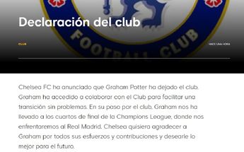 Comunicado de Chelsea sobre el despido del entrenador / CORTESÍA: @ChelseaFC