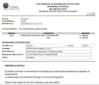 Costo de expedición de la UANL. | Especial