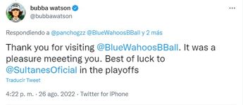 Bubba Watson desea éxito a Sultanes de Monterrey