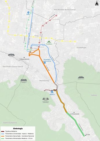 Ramales del Transmetro hacia el sur de Monterrey. | Cortesía
