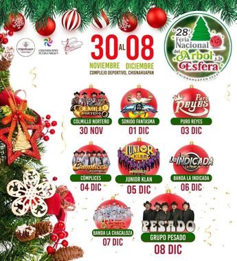 Cartelera de la Feria Nacional del Árbol y la Esfera 2024 en Puebla / Facebook del evento