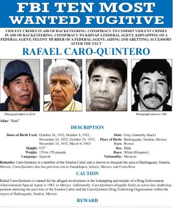 FBI busca a Rafael Caro Quintero
