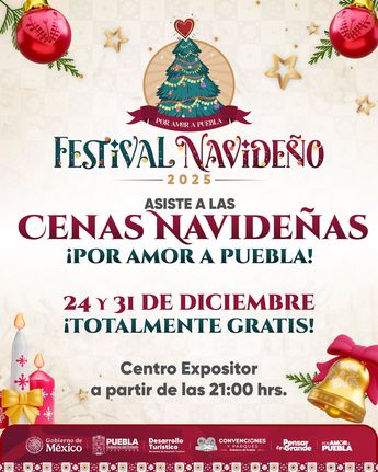 El Gobierno de Puebla invita a la cena de Año Nuevo el día 31 de diciembre / Gobierno de Puebla