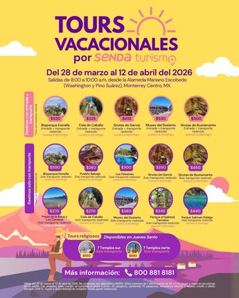 Tours turísticos en Nuevo León por Semana Santa.| Especial