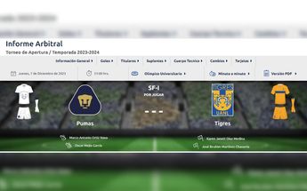 Asignación arbitral para la semifinal entre Pumas y Tigres / CORTESÍA: Captura de pantalla
