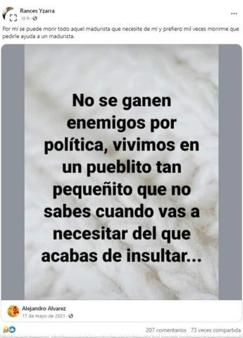 Último mensaje de Rances en redes sociales