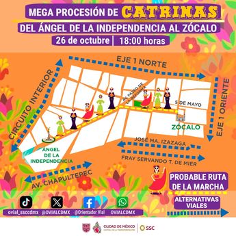 Quinta edición del desfile de la Mega Procesión de Catrinas 2025 CdMx | OVIAL