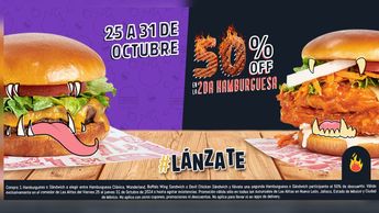 Las Alitas promo hamburguesas al 50 por ciento de descuento en 2024