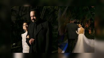 Pepe Aguilar compartió un par de fotografías de él llevando a Ángela Aguilar del brazo hacia el altar | Instagram pepeaguilar_oficial
