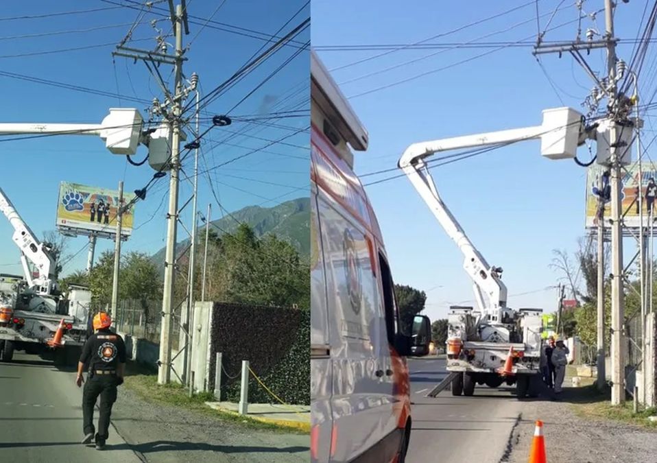 Incendio en poste deja sin luz a vecinos de la colonia El Encino en Monterrey