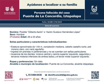 Boletín de hombre de entre 40 y 50 años de edad que murió sin ser identificado tras explosión / Fiscalía CdMx