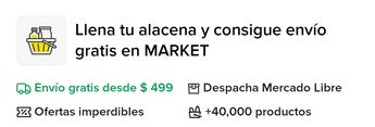 Market tiene un mínimo de compra para el envío gratis/ Especial