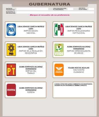 Esta es la boleta electoral para votar por gobernadora en Guanajuato | Cortesía Laboratorio Electoral