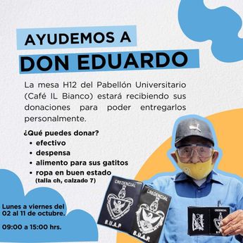 La BUAP armó una colecta para apoyar a don Eduardo, el conocido vendedor de portacredenciales en Ciudad Universitaria / Cortesía