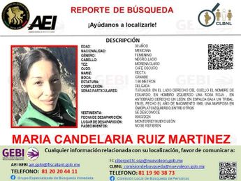 Reporte de búsqueda de María Candelaria Ruiz Martínez de 38 años. | Cortesía