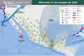 Mapa sobre ingreso del Frente Frío número 3. | Conagua