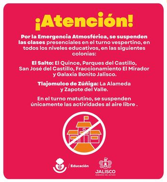 Aviso de suspensión de clases. | Secretaría de Educación Jalisco