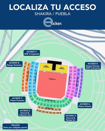 Estos son los accesos habilitados para el concierto de Shakira en Puebla, ubica el tuyo / E-ticket