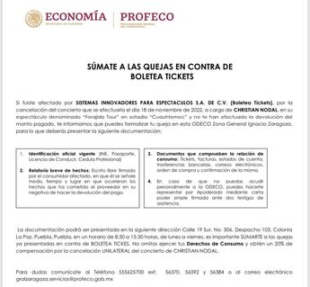 Comunicado de Profeco
