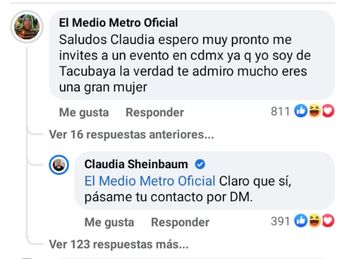 Medio Metro pide a Claudia Sheinbaum que lo invite a un envento / Cortesía