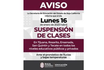 Secretaría de Educación Baja California anuncia suspension de clases