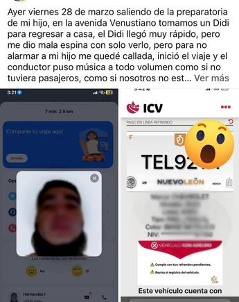 La mujer publicó una fotografía del conductor del DiDi. | Especial