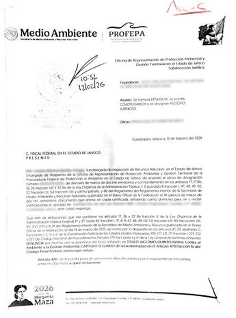 Denuncia oficial presentada por la Profepa