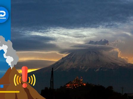 Vista de la actividad del volcán Popocatépetl y del Santuario de Nuestra Señora de los Remedios en Cholula | Andrés Lobato