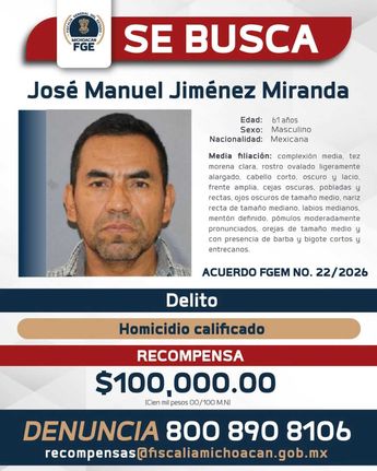Ficha de búsqueda emitida por autoridades. | Fiscalía de Michoacán