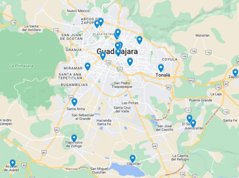 Mapa de recaudadoras en el AMG | Google Maps