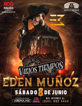 Edén Muñoz dará concierto en Saltillo este 2024.