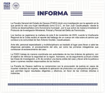 La Fiscalía de Oaxaca indaga atentado contra Guadalupe Urban como un feminicidio / Cortesía