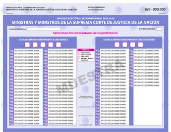 Ejemplo de boleta morada en la elección judicial