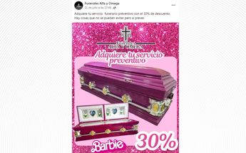 Empresa promociona ataúdes rosa al más puro estilo de Barbie | Cortesía Funeraria