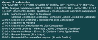 Las misas del 12 de diciembre en la Basílica de Guadalupe inicia a las 00:00 horas con 'Las Mañanitas' a la Virgen de Guadalupe | Ernesto Guzmán