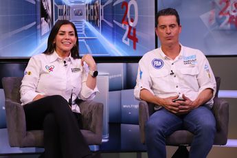 Karina Barrón y Fernando Margáin fueron la fórmula de Fuerza y Corazón por México al Senado por Nuevo León. | Leonel Rocha y Roberto Alanís