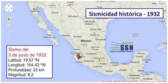 Epicentro del Sismo Principal, 3 de junio de 1932. | Archivo del Servicio Sismológico Nacional